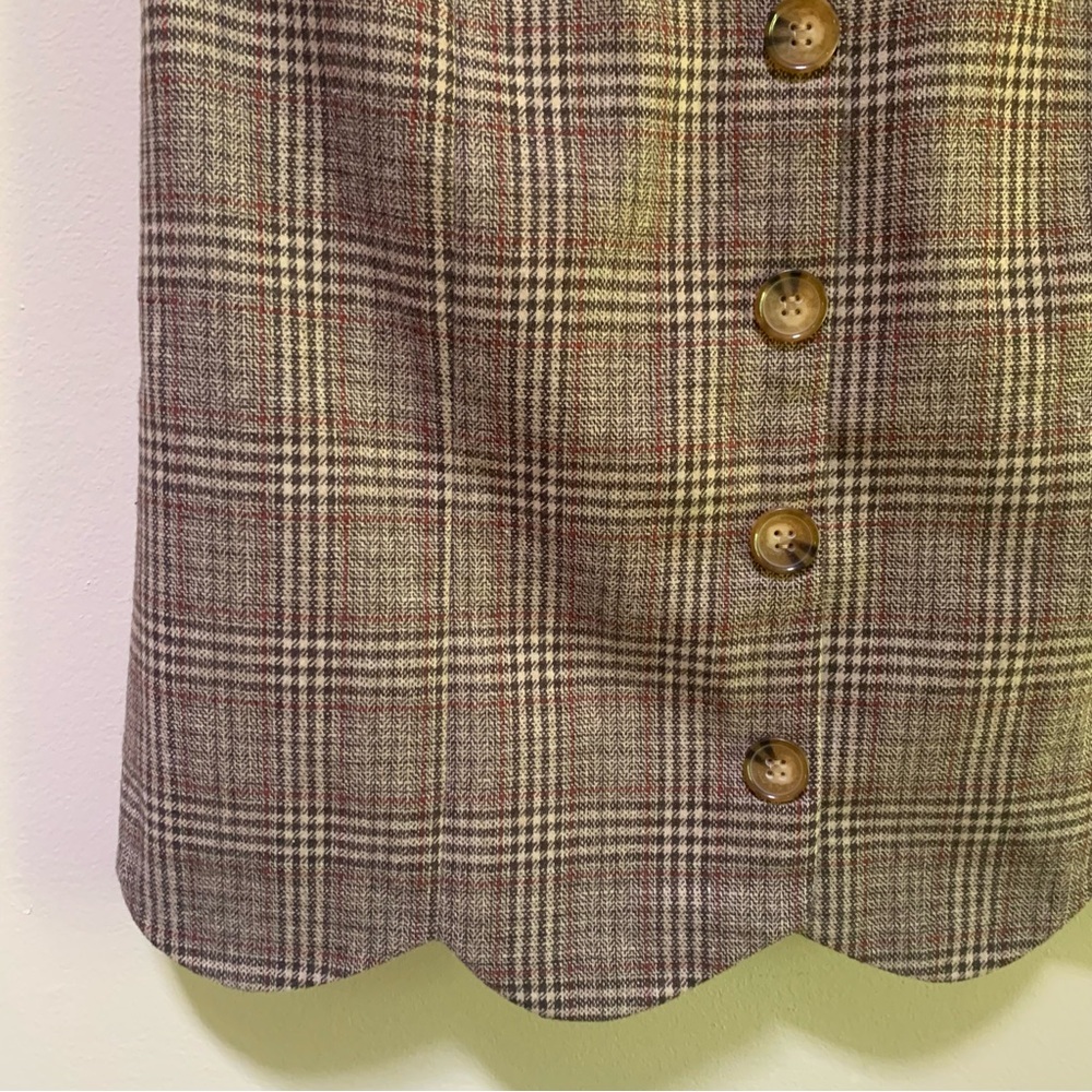 Southern Proper ~ Brown Plaid Dessie Scallop Skirt
